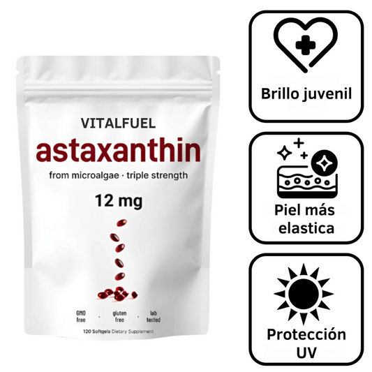 Antioxidante Premium: Mejora tu piel, Aumenta la energía y bienestar - Astaxantina VitalFuel