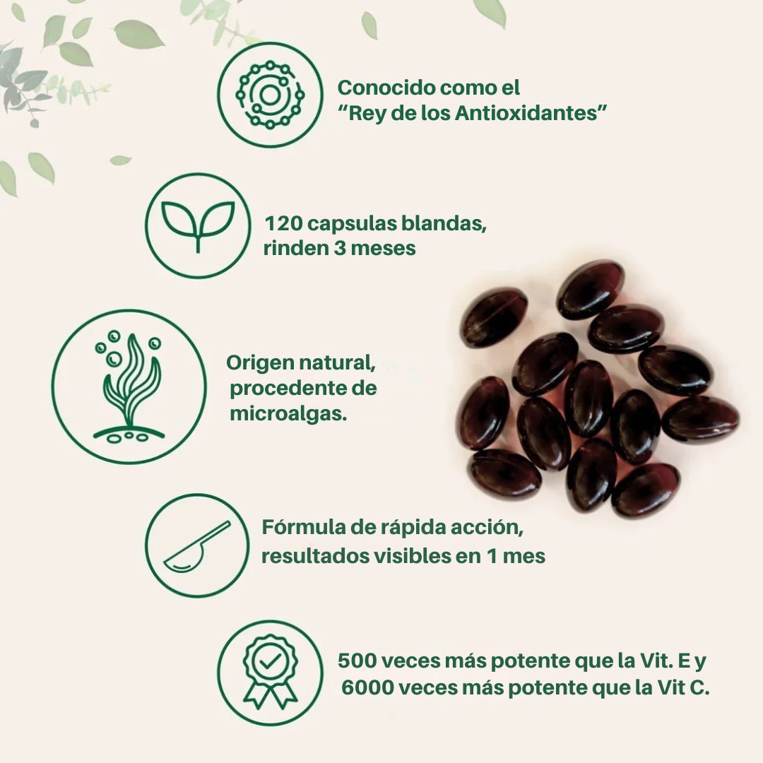 Antioxidante Premium: Mejora tu piel, Aumenta la energía y bienestar - Astaxantina VitalFuel