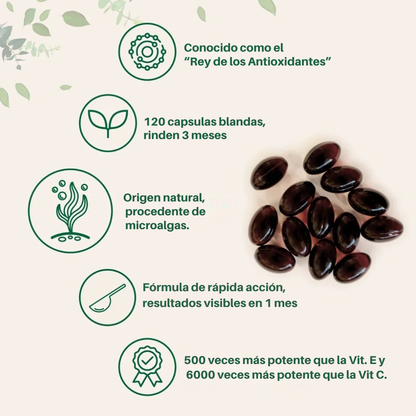 Antioxidante Premium: Mejora tu piel, Aumenta la energía y bienestar - Astaxantina VitalFuel