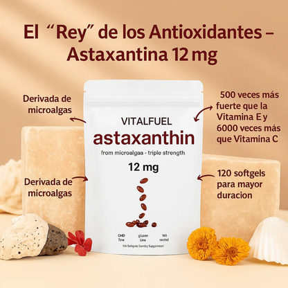 Antioxidante Premium: Mejora tu piel, Aumenta la energía y bienestar - Astaxantina VitalFuel